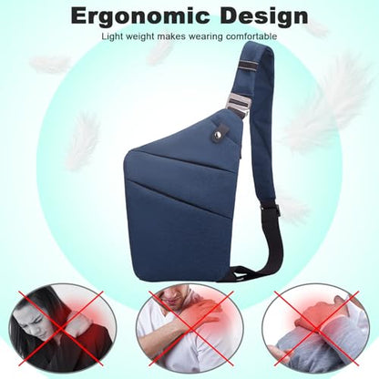 Anti Theft Travel Bag Sling Cross-body Bag Large Capacity - color: Blue, style: Right Shoulder