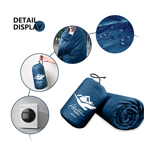 Mini Camping Blanket Lightweight Puffy Camp Blanket - color: Navy, size: 39x55"