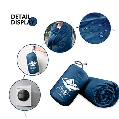 Mini Camping Blanket Lightweight Puffy Camp Blanket - color: Navy, size: 39x55"