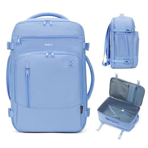 ECOHUB Travel Backpack Airline Approved Under Seat Personal Item Bag - color: Sky Blue, size: 17 inch underseat
