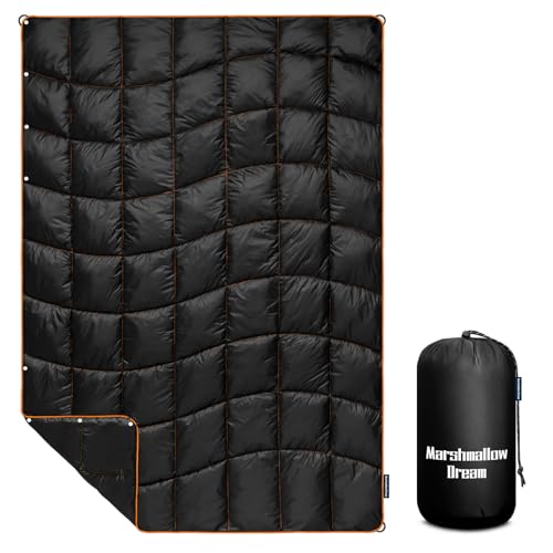 Camping Blanket Puffy Camp Blanket Mini Outdoor Blanket - color: Black, size: 39"x55"