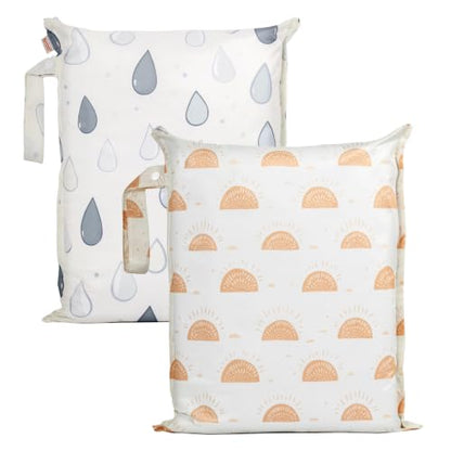 HECCEI Waterproof Wet Bags, 2-Pack Reusable Wet Dry Bag for Beach Travel - color: Sunny Drizzle