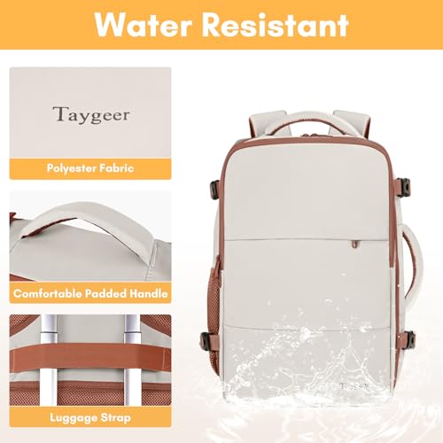 Taygeer Backpack for Women, College Backpack with Laptop Compartment - color: Khakiwhite, size: Large