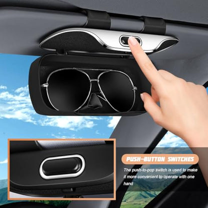Zipelo 7.09 x 2.56 Inch Car Sun Visor Sunglasses Case, Gray - color: Gray