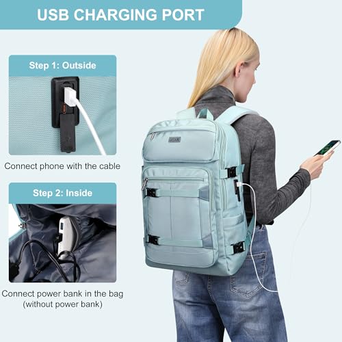 PIJUSHI Travel Backpack 35L Carry On Backpack Flight Approved - color: Teal Blue