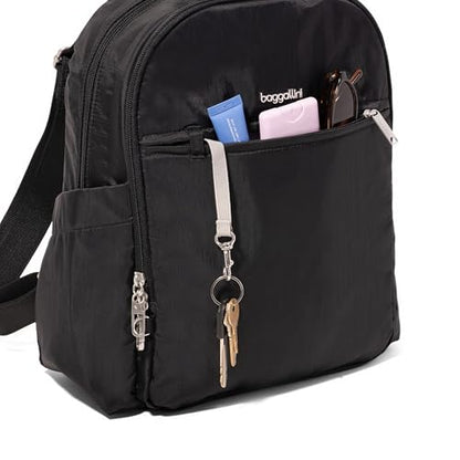 Securtex Anti-Theft Getaway Backpack - 9.4"x13"x5" Travel Safe Bag w/Locking Zippers, Slash-Resistant, RFID - color: Black