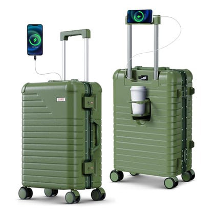 20 Inch Carry on Luggage Airline Approved, Zipperless Hard Shell Suitcase - color: Green, size: 20 Inch