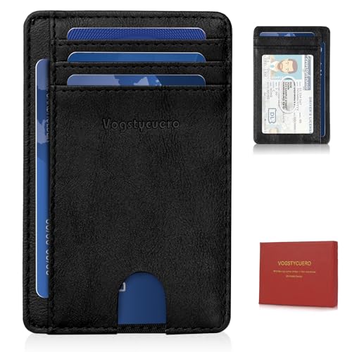Front Pocket Thin Wallet for Men Women RFID Blocking Credit Card Holder Card Cases Slim Minimalist Wallet with Gift Box (Alaska Black) - color: Alaska Black