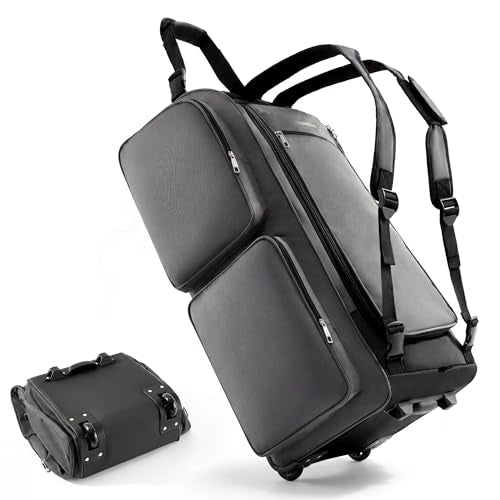 Fanwoli 120L Rolling Duffel Bag Hidden Backpack, Foldable Travel Bag - color: Gray-NEW