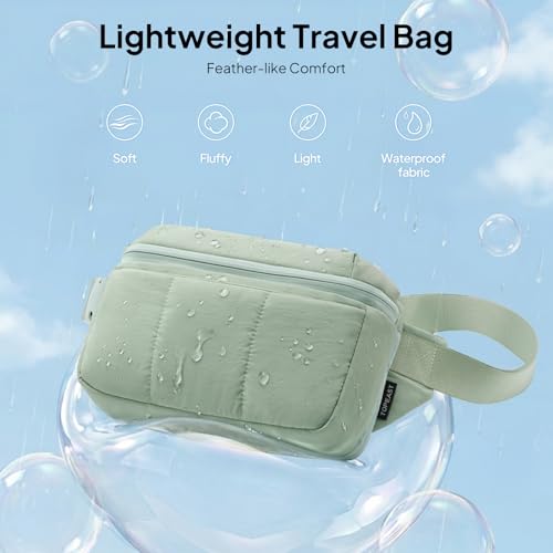 TOPEAST Waist Pack 3.5L Fanny Packs with Water Bottle Holder, Large Capacity Travel Belt Purse Anti-Theft RFID Blocking, Sage Fluffy Crossbody Sling Bag for Hiking Walking - color: Sage