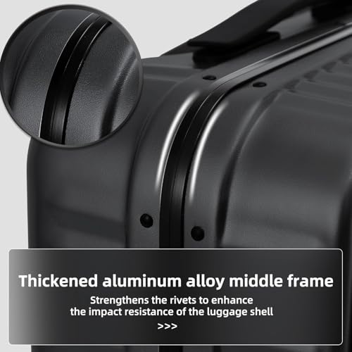 Kaleenie 29 Inch Aluminum Frame Checked Luggage Top Opening - color: Black, size: 29 Inch