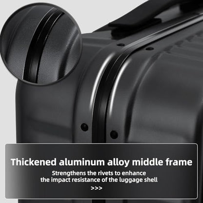 Kaleenie 29 Inch Aluminum Frame Checked Luggage Top Opening - color: Black, size: 29 Inch