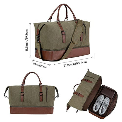 Weekender Overnight Bag Carry On Bag Travel Bag with Shoe Pouch - color: Green