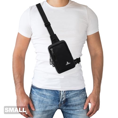 Peicees Mini Sling Bag for Men Small Crossbody Shoulder Bag, Mini Black - color: Black, size: Mini