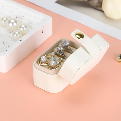 KUKUVR Small Travel Jewelry Ring Stud Earring Box (White) - color: White