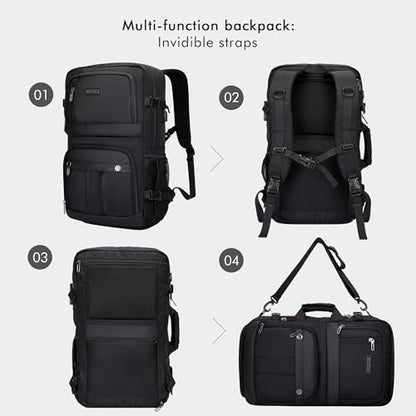WITZMAN Carry on Travel Backpack for Men Nylon Business Laptop Backpack - color: Classic Black