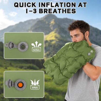 Inflatable Seat Cushion, Lightweight Waterproof Stadium Seat Pads - color: Green