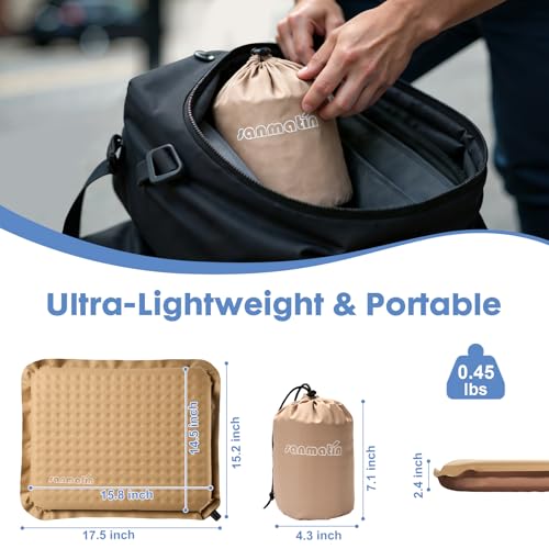 Airplane Travel Seat Cushion, 2, Khaki | Inflatable seat cushion for stadium, camping,outdoors.Sondur travel cushion for airplane - color: Khaki