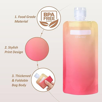 PACKISM 27 Pack Travel Pouches for Toiletries - 90ml 3 oz Liquid Containers - color: 27pcs, Gradient Purple/Gradient Cherry Yellow, style: Urban & Leisure Travel
