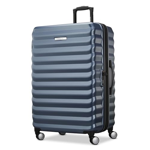 Samsonite Hard-Sided 28-Inch Lightweight Checked Large Expandable Element Suitcase: Durable, 360° Spinner Wheels, Adjustable Telescopic Handle, TSA-Approved Lock - Captains Blue - color: Captains Blue, size: 28-Inch Checked-Large