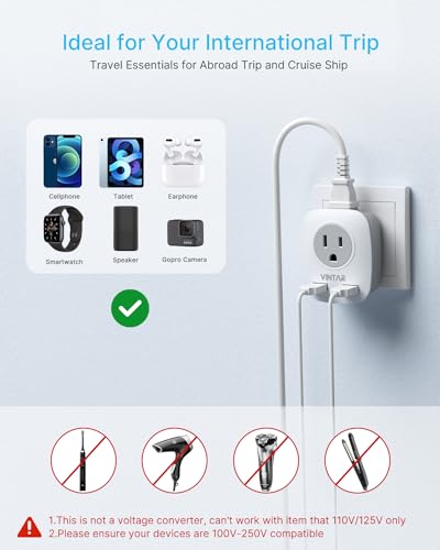 VINTAR US to Japan Plug Adapter, 2 Prong to 3 Prong Outlet Adapter, 2 Pack - style: Type A-2 Pack-Japan Philippines