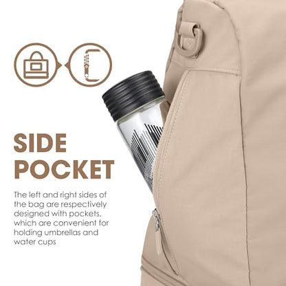 Women's Weekender bag Travel Duffel Bag with Shoe Compartment 21-inch Airline-Approved Carry-On, 2-Piece Overnight Bag Set Personal Item Luggage - color: SR-1-khaki