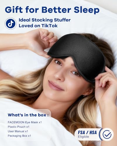 3D Cooling Gel Weighted Eye Mask for Sleeping, 100% Blackout Sleep Mask - color: Black