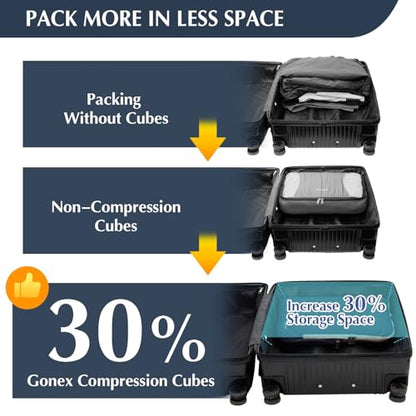 Gonex Compression Packing Cubes, 4-Piece Expandable Travel Organizers - color: 4-Purplish Blue, size: 4 Set