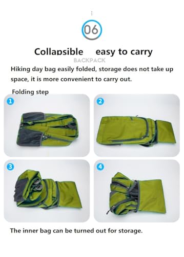 Ultra Packable Hiking Backpack, Foldable Travel Daypack, 25L - color: Green