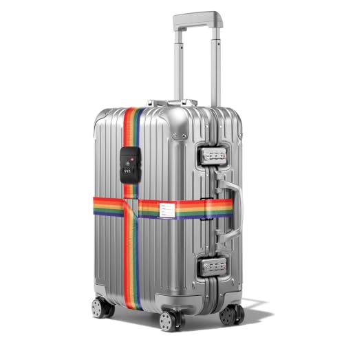 Veki Cross Luggage Straps, TSA Approved with Lock, Rainbow, 1pc - color: Rainbow