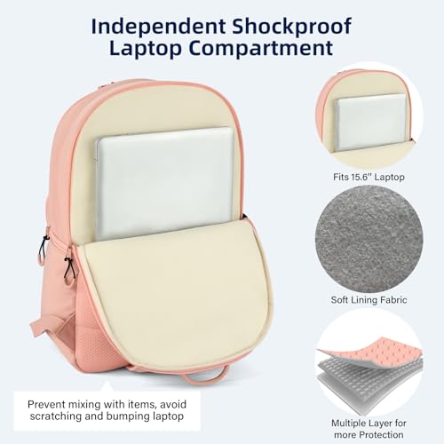 HanTrip 18 Inch Carry on Travel Backpack with Lots of Pockets, Pink - color: Pink, size: 18 Inch