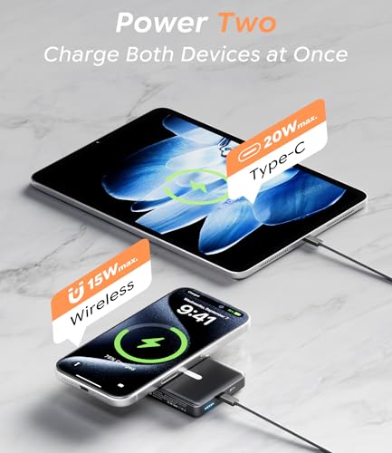 BBD Magsafe Portable Charger,12000mAh Wireless Power Bank with USB-C Cable
