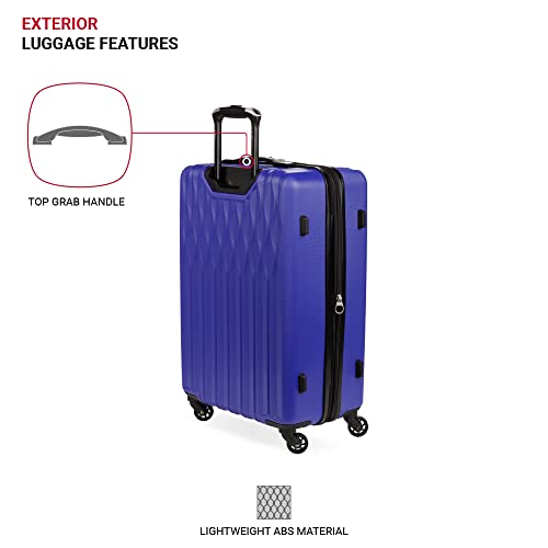 SwissGear 8018 Expandable Luggage, Hard Shell Medium Luggage with Spinner Wheels - color: Blue Violet, size: Checked-Medium 24-Inch