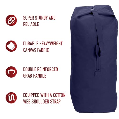Heavyweight Top Load Canvas Duffle Bag - color: Navy Blue, size: 25" X 42"