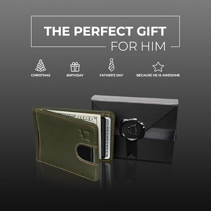 Kingly Cash Pocket Slim Wallet for Men, RFID Blocking, Olive Green - color: Olive Green