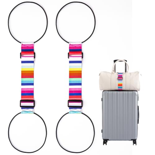 2 Pack Luggage Connector Straps for Suitcases 25 Colors, Adjustable Elastic Travel Bag Strap with Dual Stability Design, Add-a-Bag Hands-Free Luggage Belt, Fits Most Carry-On & Checked Luggage - color: Scottish