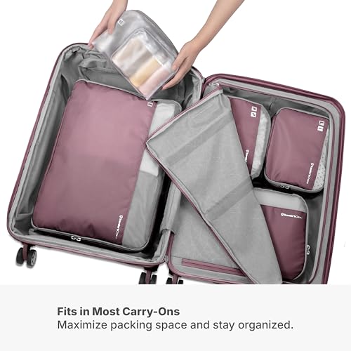 Traveler's Choice Cloverland Packing Cubes, 5-Piece Set, Mauve - color: Mauve