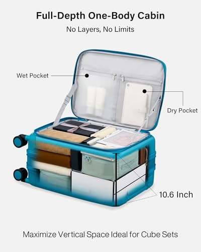 Hanke Hardside Expandable Carry On Luggage, 20 Inch Top Opening Suitcase - color: Caribbean Blue, size: 20 Inch EXT
