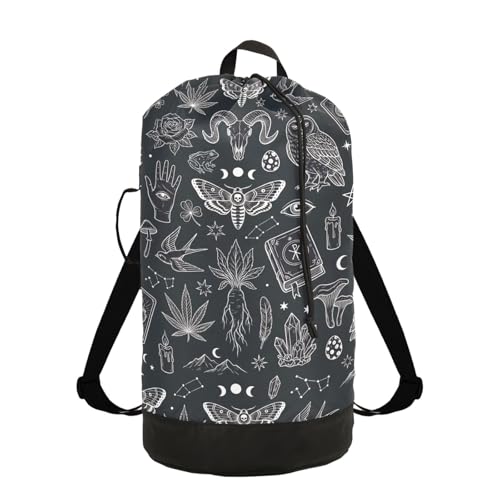Gothic Animals Laundry Bag Backpack Dirty Clothes Bags Organizer With Extra Large Heavy Duty for Vacation Road Trip Essentials Dorm - color: Gothic Animals