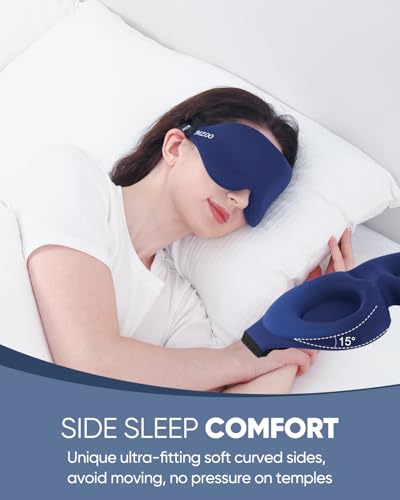 MZOO Luxury Sleep Mask for Women Men Patented Light Blocking Design - color: C-blue