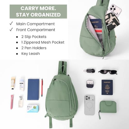 Sherpani Wayfarer, Sling Bag for Women, Crossbody Backpack (Olivine) - color: Olivine