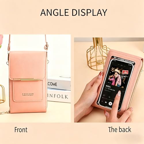 Touchscreen Phone Crossbody Bags for Women,Anti-Theft PU Leather Messenger Bag,RFID Blocking Small Mobile Phone Purse Wallet - color: Grey