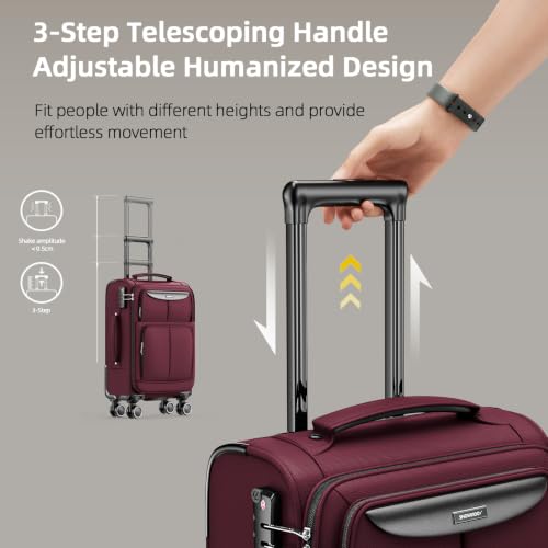 SHOWKOO Luggage Sets 3 Piece Softside Expandable Durable Suitcase Sets - color: Wine Red