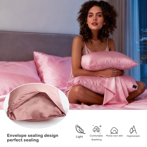 3Pcs Satin Eye Mask Silky Sleep Masks Pillowcase Similar to Silk Pillow Cases Soft and Breathable for Sleeping Gifts - color: Evergreen-queen Size
