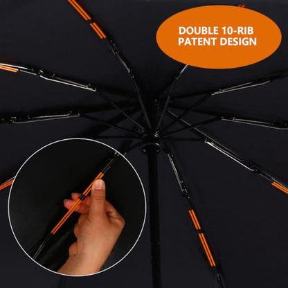 Bluinzi 2 Pack 46 Inch Umbrellas, Double 10-rib, for Rain, Compact Travel - color: (2 pack)black+black
