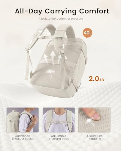 LOVEVOOK Travel Backpack for Women Men, 40L Carry On Travel Backpack - color: Greige, size: 40L-4Pcs