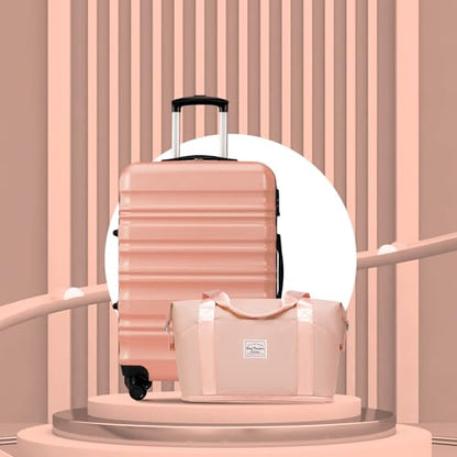 LONG VACATION Luggage Sets, 6 Piece, Hardshell Suitcase with Spinner Wheels - color: PINK, size: 6-Piece Set