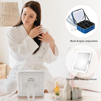 Mocado Travel Makeup Bag with Mirror Makeup Case with 10x Magnifying Mirror - color: Blue
