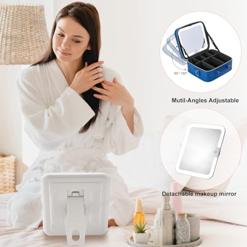 Mocado Travel Makeup Bag with Mirror Makeup Case with 10x Magnifying Mirror - color: Blue