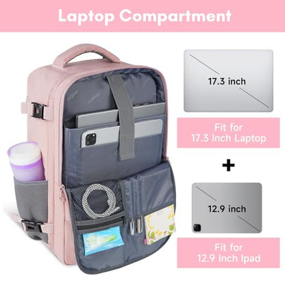 Taygeer Laptop Backpack for Women, TSA Friendly 40l Carry On Mochila - color: Amourpink, size: X-Large